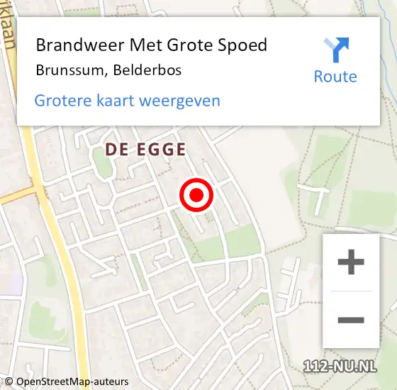 Locatie op kaart van de 112 melding: Brandweer Met Grote Spoed Naar Brunssum, Belderbos op 4 januari 2022 01:31