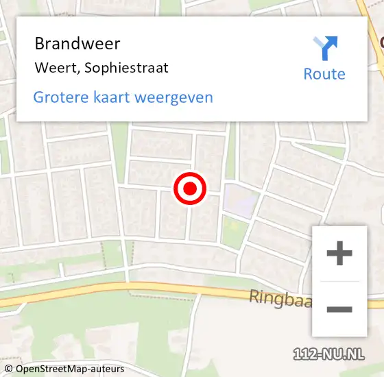 Locatie op kaart van de 112 melding: Brandweer Weert, Sophiestraat op 4 juli 2014 10:58