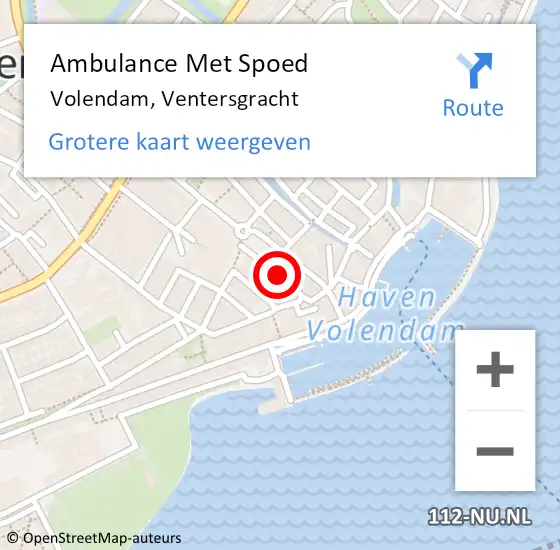 Locatie op kaart van de 112 melding: Ambulance Met Spoed Naar Volendam, Ventersgracht op 4 januari 2022 02:27