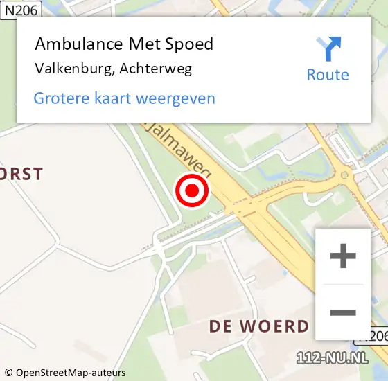 Locatie op kaart van de 112 melding: Ambulance Met Spoed Naar Valkenburg, Achterweg op 4 januari 2022 03:19