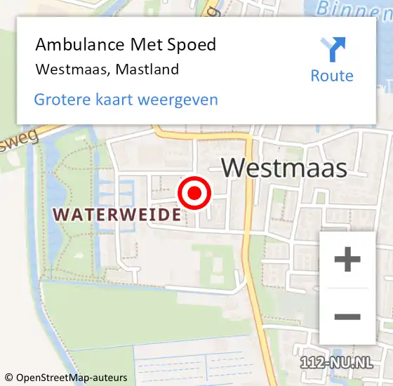 Locatie op kaart van de 112 melding: Ambulance Met Spoed Naar Westmaas, Mastland op 4 januari 2022 03:43