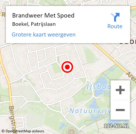 Locatie op kaart van de 112 melding: Brandweer Met Spoed Naar Boekel, Patrijslaan op 4 januari 2022 04:24