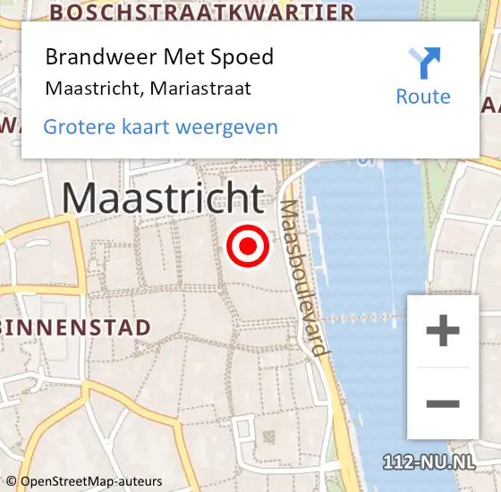 Locatie op kaart van de 112 melding: Brandweer Met Spoed Naar Maastricht, Mariastraat op 4 januari 2022 04:31