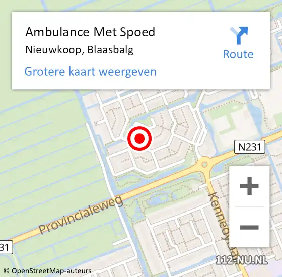 Locatie op kaart van de 112 melding: Ambulance Met Spoed Naar Nieuwkoop, Blaasbalg op 4 januari 2022 05:10