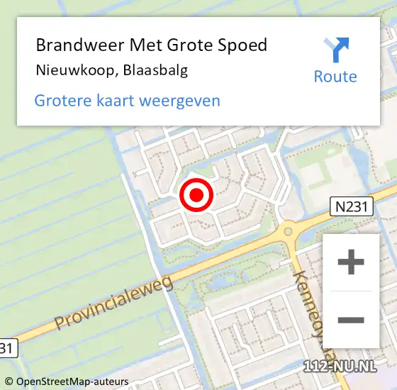 Locatie op kaart van de 112 melding: Brandweer Met Grote Spoed Naar Nieuwkoop, Blaasbalg op 4 januari 2022 05:42