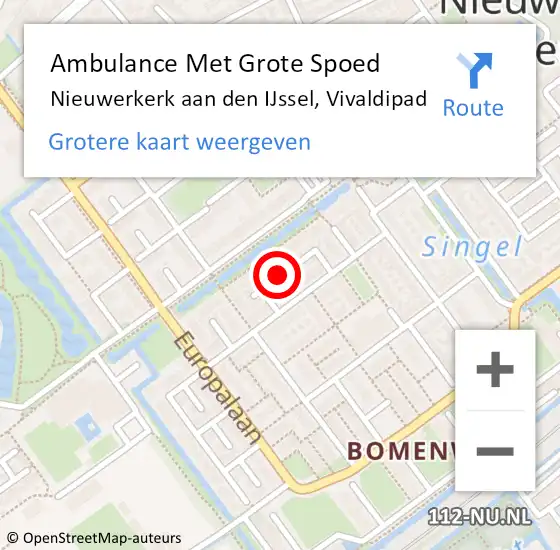 Locatie op kaart van de 112 melding: Ambulance Met Grote Spoed Naar Nieuwerkerk aan den IJssel, Vivaldipad op 4 januari 2022 05:47