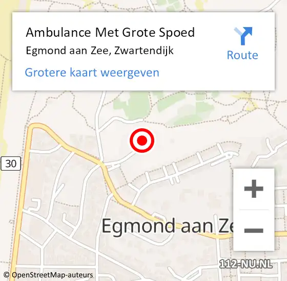 Locatie op kaart van de 112 melding: Ambulance Met Grote Spoed Naar Egmond aan Zee, Zwartendijk op 4 januari 2022 05:58