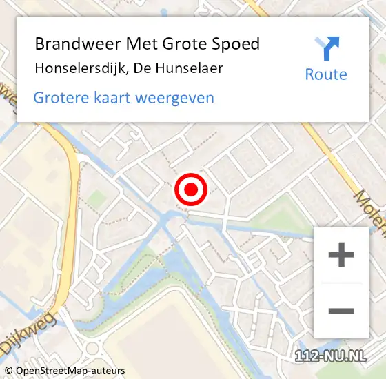 Locatie op kaart van de 112 melding: Brandweer Met Grote Spoed Naar Honselersdijk, De Hunselaer op 4 januari 2022 07:12