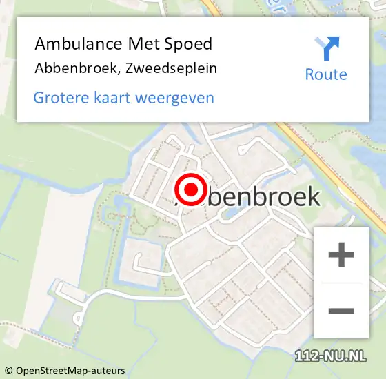 Locatie op kaart van de 112 melding: Ambulance Met Spoed Naar Abbenbroek, Zweedseplein op 4 januari 2022 07:34