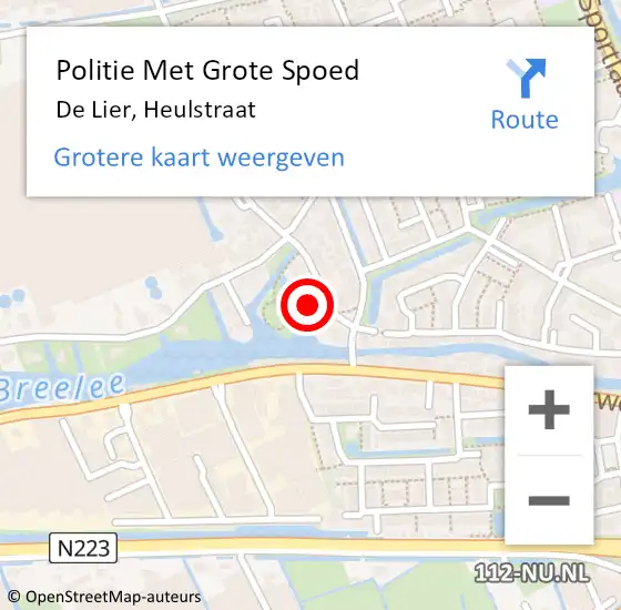 Locatie op kaart van de 112 melding: Politie Met Grote Spoed Naar De Lier, Heulstraat op 4 januari 2022 07:49