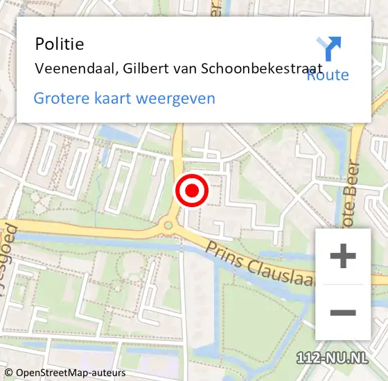 Locatie op kaart van de 112 melding: Politie Veenendaal, Gilbert van Schoonbekestraat op 4 januari 2022 07:57