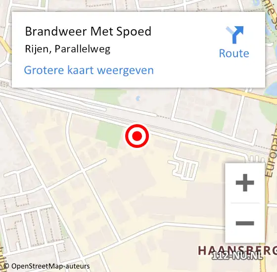 Locatie op kaart van de 112 melding: Brandweer Met Spoed Naar Rijen, Parallelweg op 4 januari 2022 09:04