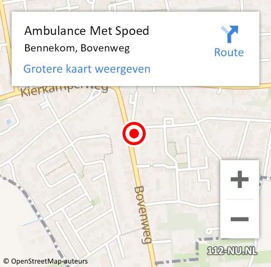 Locatie op kaart van de 112 melding: Ambulance Met Spoed Naar Bennekom, Bovenweg op 4 januari 2022 09:16