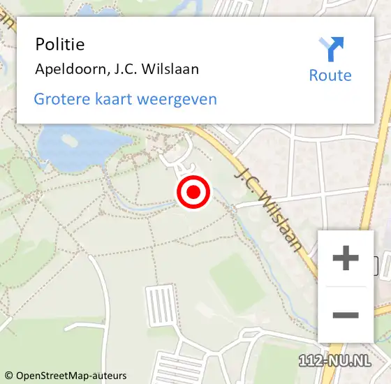 Locatie op kaart van de 112 melding: Politie Apeldoorn, J.C. Wilslaan op 4 januari 2022 09:45