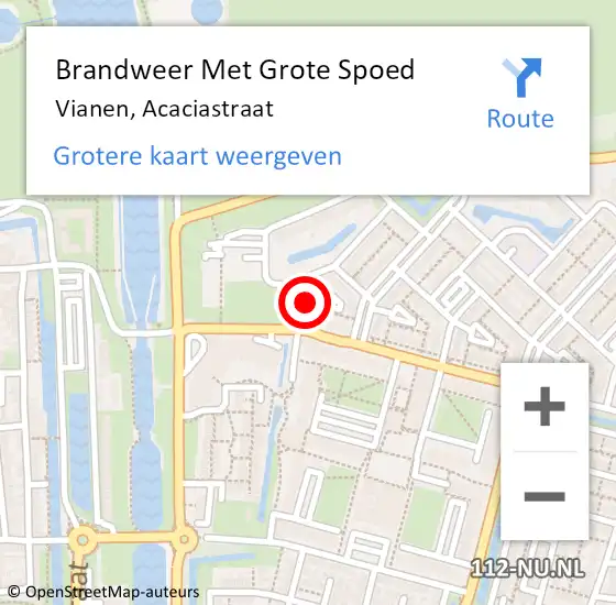 Locatie op kaart van de 112 melding: Brandweer Met Grote Spoed Naar Vianen, Acaciastraat op 4 januari 2022 09:53