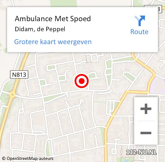 Locatie op kaart van de 112 melding: Ambulance Met Spoed Naar Didam, de Peppel op 4 januari 2022 09:53