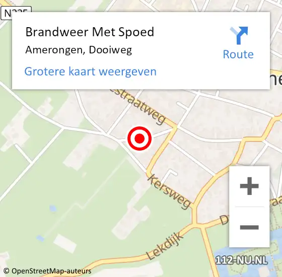 Locatie op kaart van de 112 melding: Brandweer Met Spoed Naar Amerongen, Dooiweg op 4 januari 2022 09:57