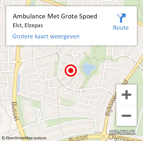 Locatie op kaart van de 112 melding: Ambulance Met Grote Spoed Naar Elst, Elzepas op 4 januari 2022 10:02