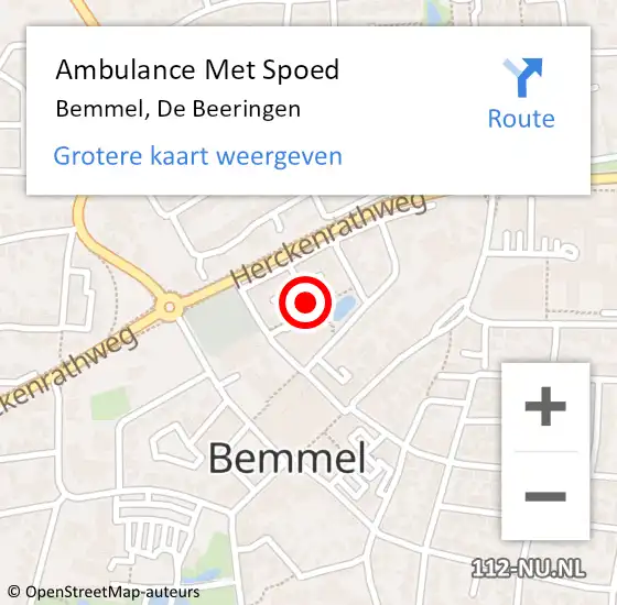 Locatie op kaart van de 112 melding: Ambulance Met Spoed Naar Bemmel, De Beeringen op 4 januari 2022 10:36