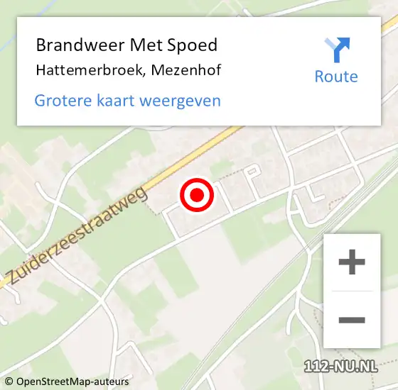 Locatie op kaart van de 112 melding: Brandweer Met Spoed Naar Hattemerbroek, Mezenhof op 4 januari 2022 10:45