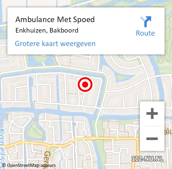 Locatie op kaart van de 112 melding: Ambulance Met Spoed Naar Enkhuizen, Bakboord op 4 januari 2022 11:12