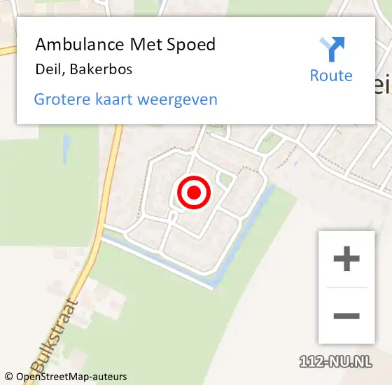 Locatie op kaart van de 112 melding: Ambulance Met Spoed Naar Deil, Bakerbos op 4 januari 2022 11:28