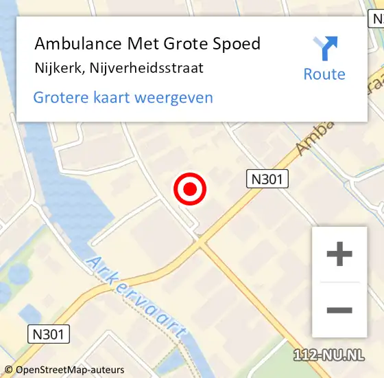 Locatie op kaart van de 112 melding: Ambulance Met Grote Spoed Naar Nijkerk, Nijverheidsstraat op 4 januari 2022 11:40