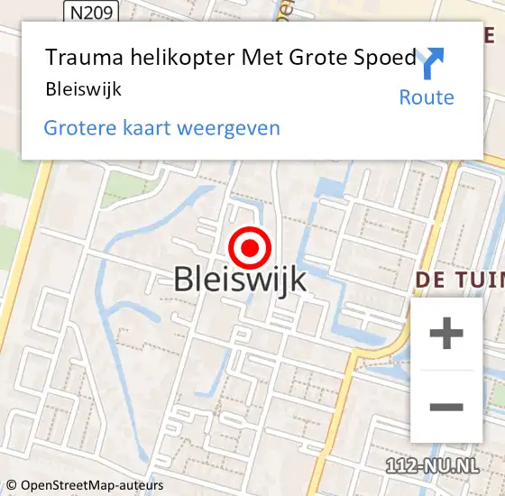 Locatie op kaart van de 112 melding: Trauma helikopter Met Grote Spoed Naar Bleiswijk op 4 januari 2022 11:41