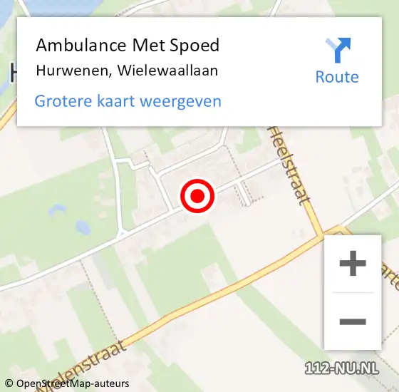 Locatie op kaart van de 112 melding: Ambulance Met Spoed Naar Hurwenen, Wielewaallaan op 4 januari 2022 11:50