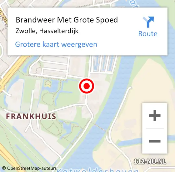 Locatie op kaart van de 112 melding: Brandweer Met Grote Spoed Naar Zwolle, Hasselterdijk op 4 januari 2022 11:58