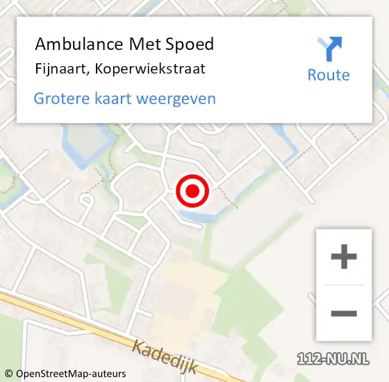 Locatie op kaart van de 112 melding: Ambulance Met Spoed Naar Fijnaart, Koperwiekstraat op 4 juli 2014 11:27