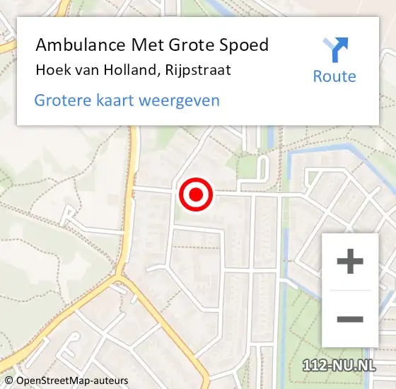 Locatie op kaart van de 112 melding: Ambulance Met Grote Spoed Naar Hoek van Holland, Rijpstraat op 4 januari 2022 12:40