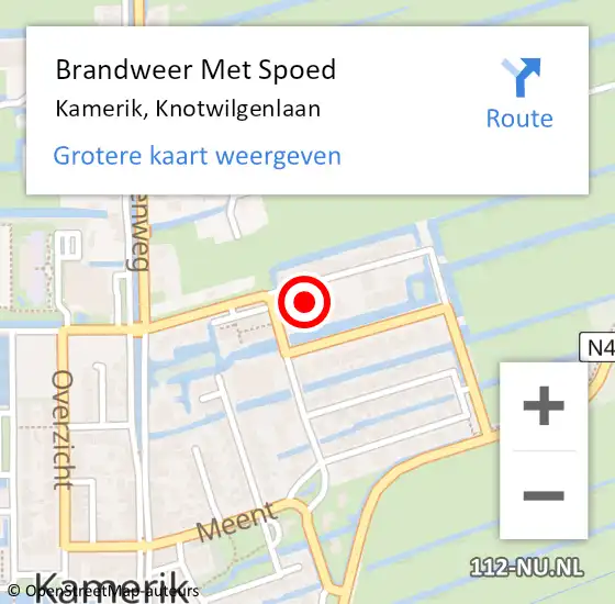 Locatie op kaart van de 112 melding: Brandweer Met Spoed Naar Kamerik, Knotwilgenlaan op 4 januari 2022 12:51