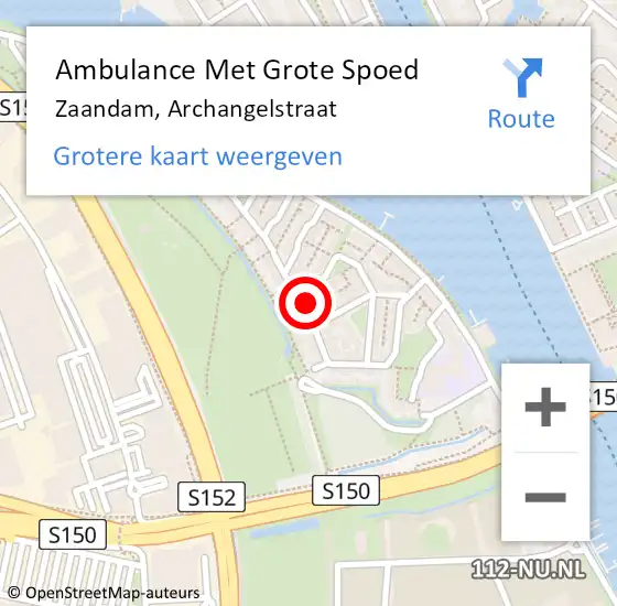 Locatie op kaart van de 112 melding: Ambulance Met Grote Spoed Naar Zaandam, Archangelstraat op 4 januari 2022 12:54