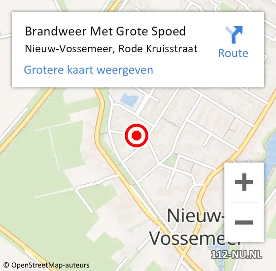 Locatie op kaart van de 112 melding: Brandweer Met Grote Spoed Naar Nieuw-Vossemeer, Rode Kruisstraat op 4 januari 2022 13:11