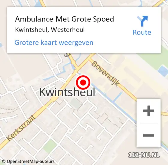 Locatie op kaart van de 112 melding: Ambulance Met Grote Spoed Naar Kwintsheul, Westerheul op 4 januari 2022 13:15