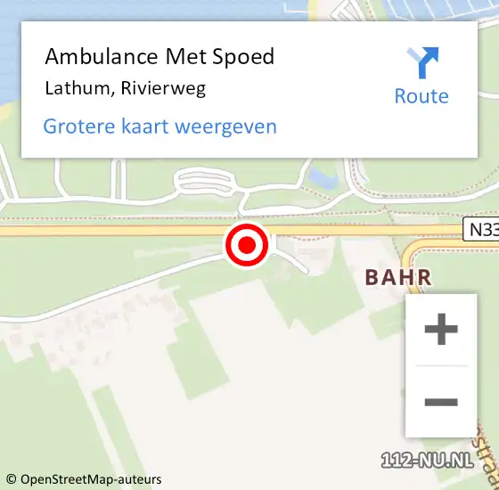 Locatie op kaart van de 112 melding: Ambulance Met Spoed Naar Lathum, Rivierweg op 4 januari 2022 13:15