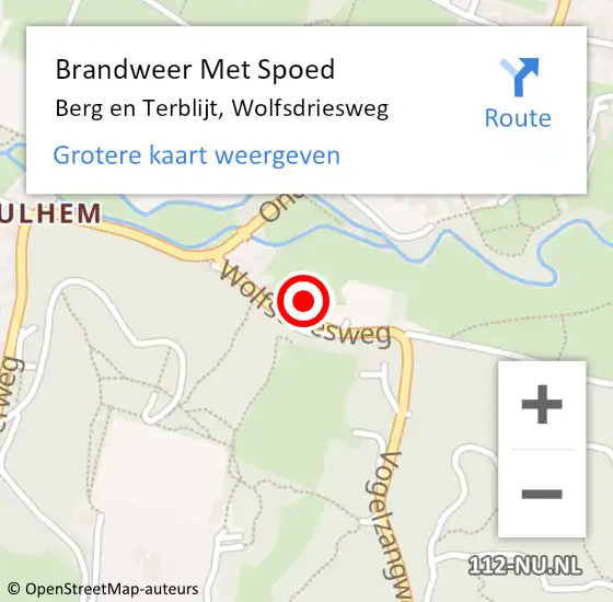 Locatie op kaart van de 112 melding: Brandweer Met Spoed Naar Berg en Terblijt, Wolfsdriesweg op 4 januari 2022 13:48