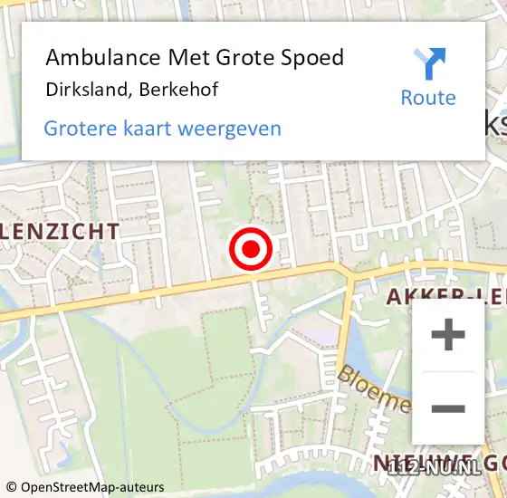 Locatie op kaart van de 112 melding: Ambulance Met Grote Spoed Naar Dirksland, Berkehof op 4 januari 2022 14:03