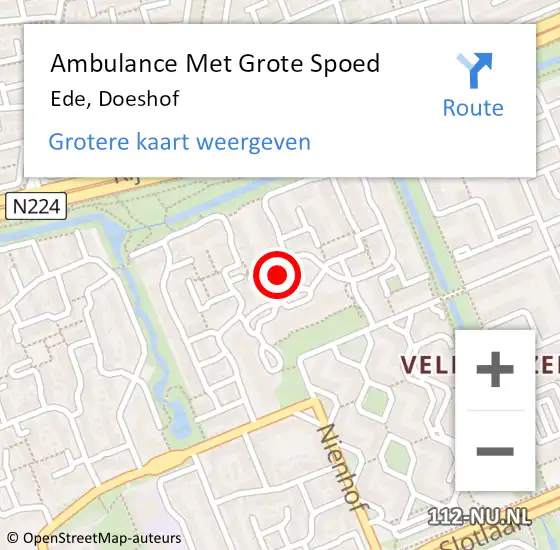 Locatie op kaart van de 112 melding: Ambulance Met Grote Spoed Naar Ede, Doeshof op 4 januari 2022 14:38