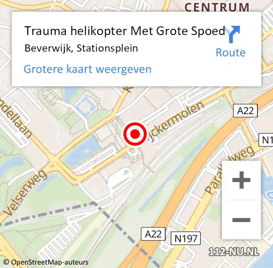 Locatie op kaart van de 112 melding: Trauma helikopter Met Grote Spoed Naar Beverwijk, Stationsplein op 4 januari 2022 14:41