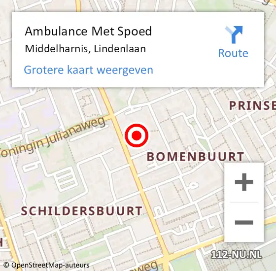 Locatie op kaart van de 112 melding: Ambulance Met Spoed Naar Middelharnis, Lindenlaan op 4 januari 2022 14:46