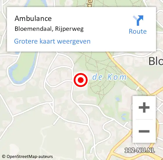 Locatie op kaart van de 112 melding: Ambulance Bloemendaal, Rijperweg op 4 januari 2022 14:56