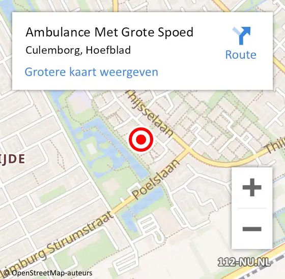 Locatie op kaart van de 112 melding: Ambulance Met Grote Spoed Naar Culemborg, Hoefblad op 4 januari 2022 15:08