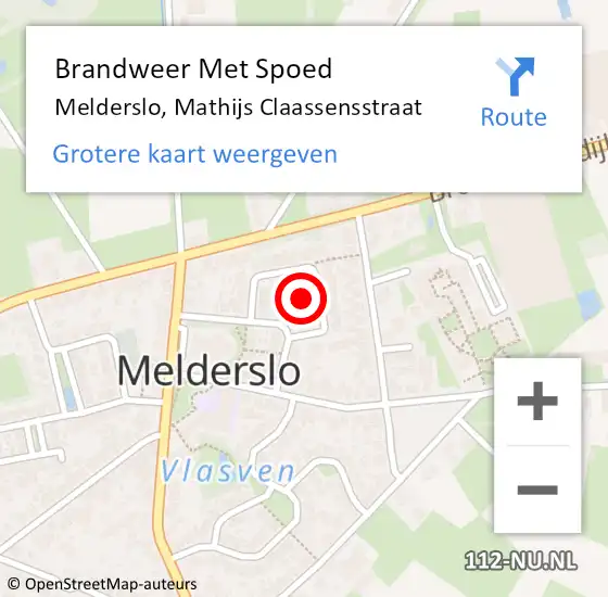 Locatie op kaart van de 112 melding: Brandweer Met Spoed Naar Melderslo, Mathijs Claassensstraat op 4 januari 2022 15:36