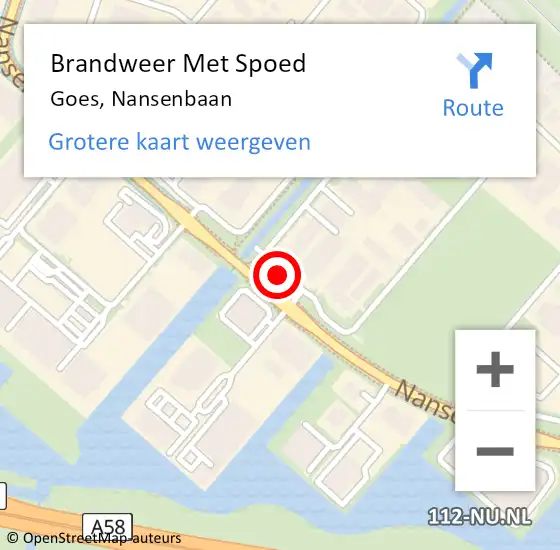 Locatie op kaart van de 112 melding: Brandweer Met Spoed Naar Goes, Nansenbaan op 4 januari 2022 15:45