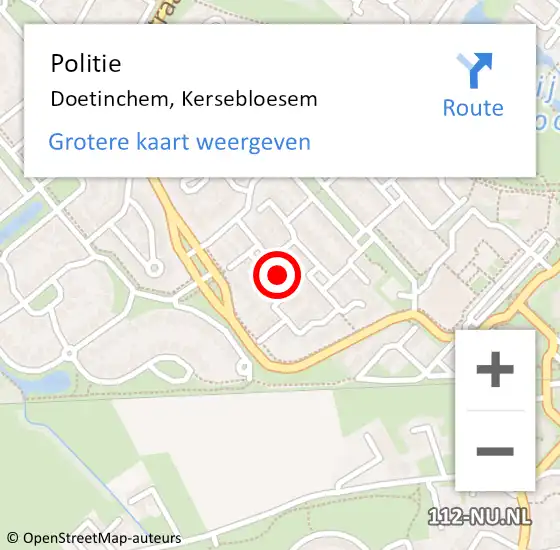 Locatie op kaart van de 112 melding: Politie Doetinchem, Kersebloesem op 4 januari 2022 16:01