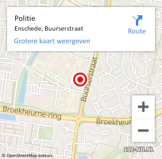 Locatie op kaart van de 112 melding: Politie Enschede, Buurserstraat op 4 januari 2022 16:22