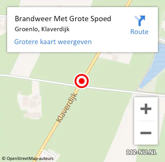 Locatie op kaart van de 112 melding: Brandweer Met Grote Spoed Naar Groenlo, Klaverdijk op 4 januari 2022 16:29