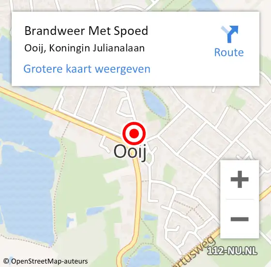 Locatie op kaart van de 112 melding: Brandweer Met Spoed Naar Ooij, Koningin Julianalaan op 4 januari 2022 16:47